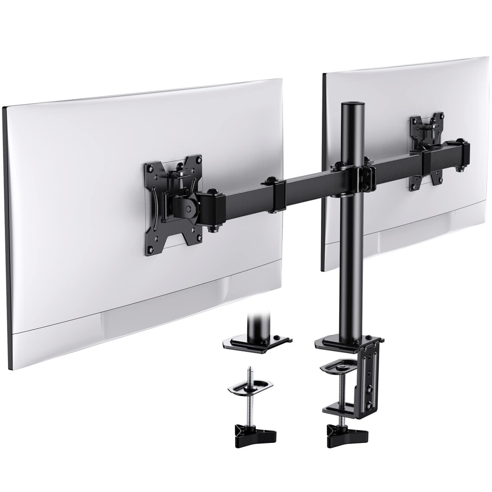 Huanuo Dual Monitor Stand For 13-30 Inch Screens, Adjustable Dual Monitor Arm With Tilt Swivel Rotate,10Kg Per Arm, Double Computer Sceren Stand Fit 8000001205307