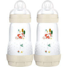 MAM Easy Start Anti-Colic Baby Bottles | 2 Pack (2 x 260ml) | Self-Sterlising Baby Milk Bottle | Medium Flow MAM Teats Size 2 | Newborn Essentials |
