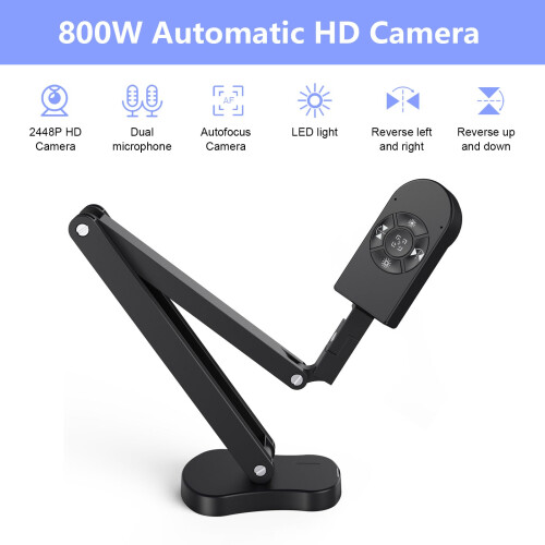 THUSTAND 8MP Visualiser/Document Camera, Webcam 4K with A3 format, LED Light, Image Invert Function, Fold, Dual Microphones for Mac OS, Windows, Zoom, 1