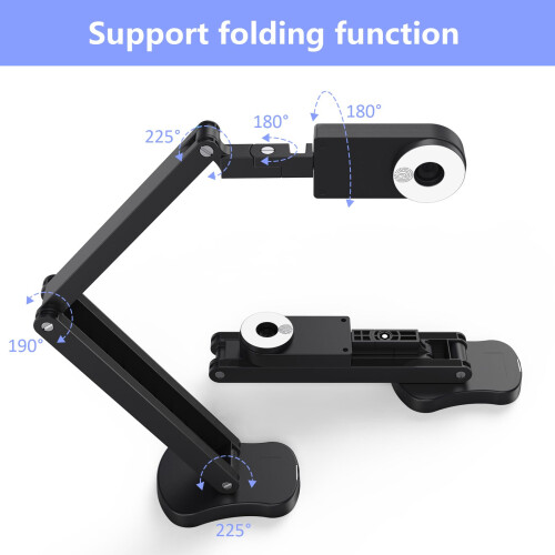 THUSTAND 8MP Visualiser/Document Camera, Webcam 4K with A3 format, LED Light, Image Invert Function, Fold, Dual Microphones for Mac OS, Windows, Zoom, 2