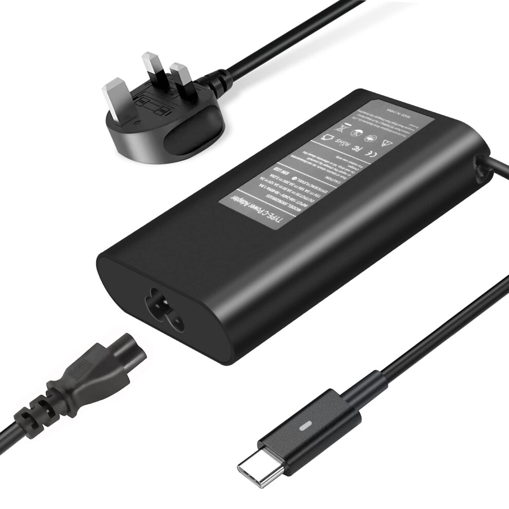 Hp 65W Usb-C Charger - Fit For Hp Spectre X360, Spectre, Elitebook, Chromebook, Probook, Envy, Elite X2, Split X2 Type C Travel Laptop Power Adapter 8000001206526