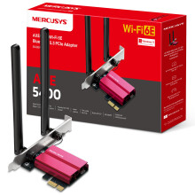 Mercusys AXE5400 Tri-Band Wi-Fi 6E Bluetooth 5.3 PCIe Adapter With Two Antennas, PCIe WiFi Card, OFDMA, MU-MIMO,Low Latency, Intel Wi-Fi 6 Chipset,