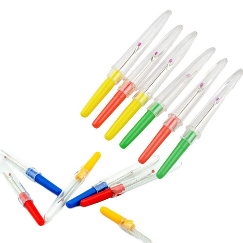 6-Pack Reusable Plastic Handle Seam Rippers for Sewing, Stitch Thread Remover, Random Colors