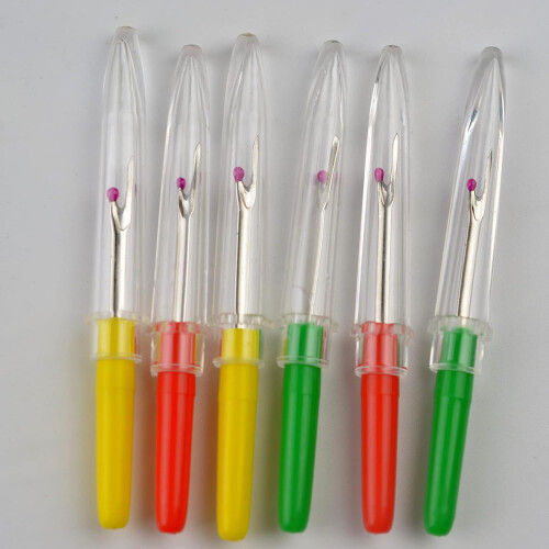 6-Pack Reusable Plastic Handle Seam Rippers for Sewing, Stitch Thread Remover, Random Colors 2