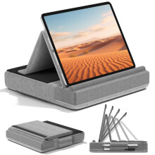 KDD Tablet Pillow Stand, Multi-Angle Viewing Ipad Holder for Lap, Bed and Desk, Foldable Soft Pad Dock with Stylus Mount Compatible with Ipad Pro