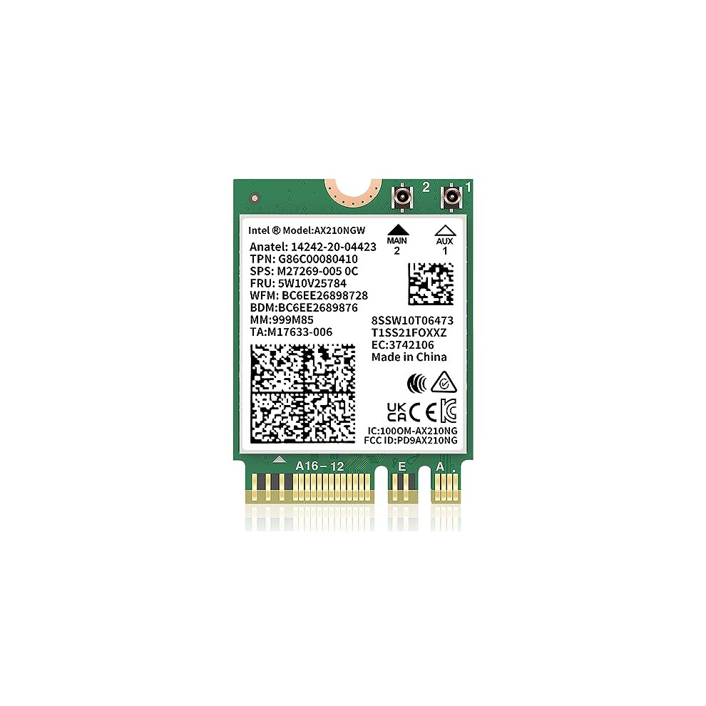 Wifi 6E Ax210 Ngw Wifi Card With Bluetooth 5.3 Wap3 Mu-Mimo 802.11Ax Wi-Fi Module Tri-Band (2.4Ghz/5Ghz/6Ghz) 5374Mbps Wireless Network Card For 8000001307094