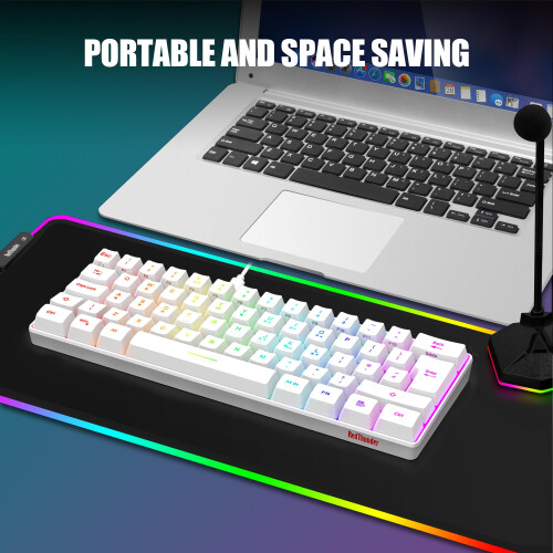 RedThunder 60% RGB Gaming Keyboard and Mouse Combo,UK Layout Ultra Compact Backlit Mini Keyboard, Lightweight 7200 DPI Cellular Optical Mouse, 1