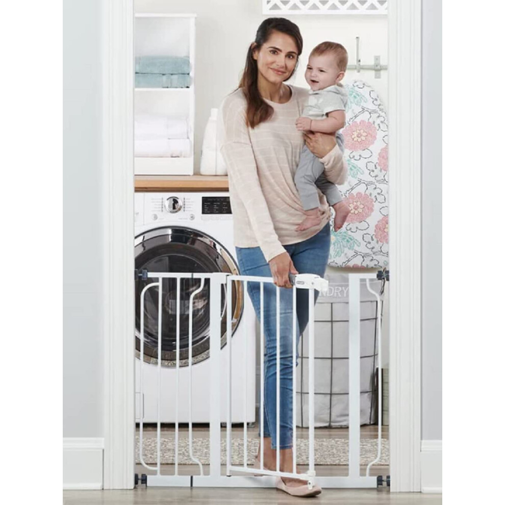 Regalo Easy Step Metal Walk Thru Gate, White, Fits Spaces between 29" to 37.5" wide and 30" height.-image-OPC-PK556FH-NEW