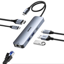 BENFEI 6-in-1 USB C Hub with HDMI(4K@60Hz), 2 USB-A, 1 USB-C Data, 100W Charge, Gigabit Ethernet, Silicone Tangle-Free Cable Compatible with MacBook