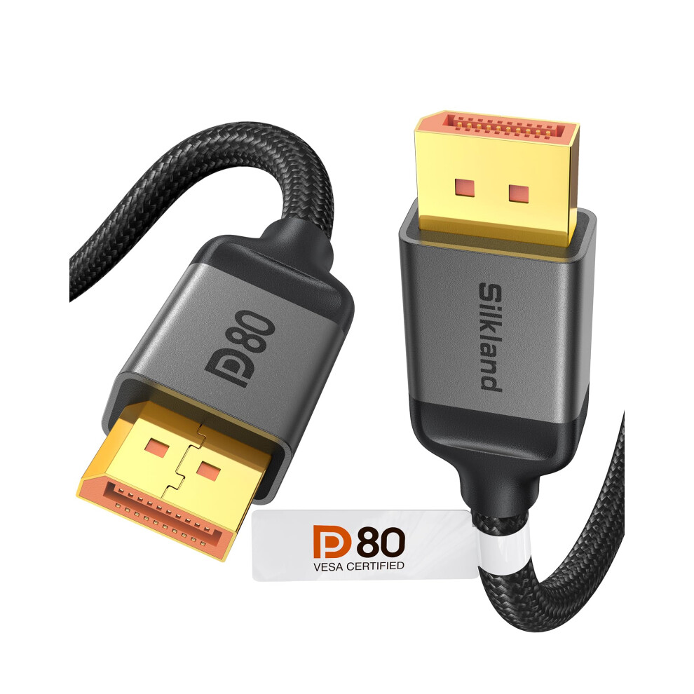 Silkland 80Gbps Displayport Cable 2.1 2M [Vesa Certified], [8K@240Hz, 4K@960Hz 480Hz 360Hz 240Hz] Dp Cable, Hdr Hdcp Dsc 1.2A Display Port Compatible 8000001309791