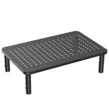 HUANUO Monitor Stand Riser - 3 Height Adjustable Ergonomic Metal Monitor Riser Stand with Mesh Platform for Laptop, Computer, PC, Printer up to 20KG