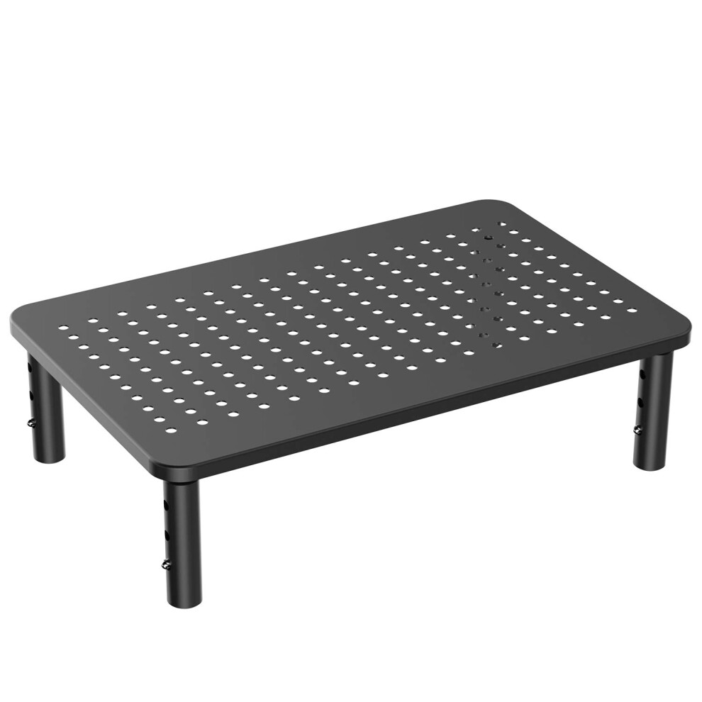 Huanuo Monitor Stand Riser - 3 Height Adjustable Ergonomic Metal Monitor Riser Stand With Mesh Platform For Laptop, Computer, Pc, Printer Up To 20Kg