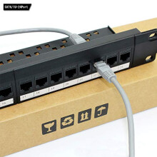 Overpassing Network Patch Panel, 24 Port 1U Rack Mountable CAT6 Patch Panel Pro RJ45 110 Network Mini Patch Pane, Easy to Install, Cable Distinction,