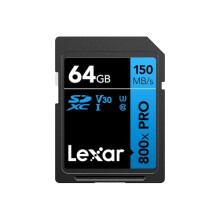 Lexar High-Performance 800x PRO SD Card 64GB, SDXC UHS-I Card, SD 3.0 Card up to 150MB/s Read, V30, U3, C10 SD Memory Card for Point-and-shoot