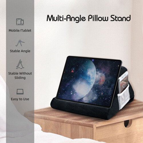 Mcbazel Tablet Pillow Stand for IPad Cushion Stand, Soft Multi-Angle Phone Pillow Lap Holder for Tablet/iPad/E-Reader - Black 1