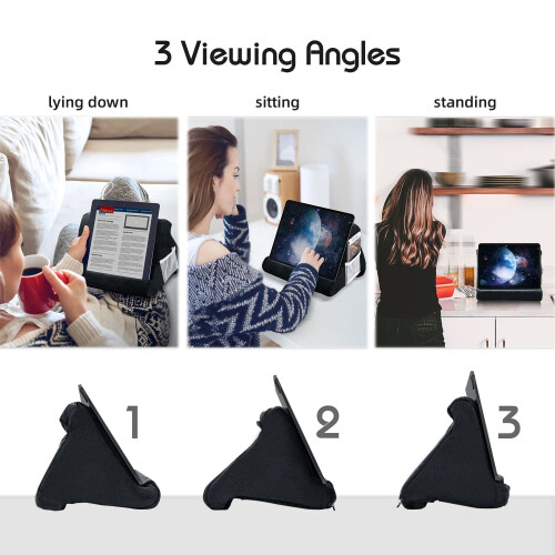 Mcbazel Tablet Pillow Stand for IPad Cushion Stand, Soft Multi-Angle Phone Pillow Lap Holder for Tablet/iPad/E-Reader - Black 2