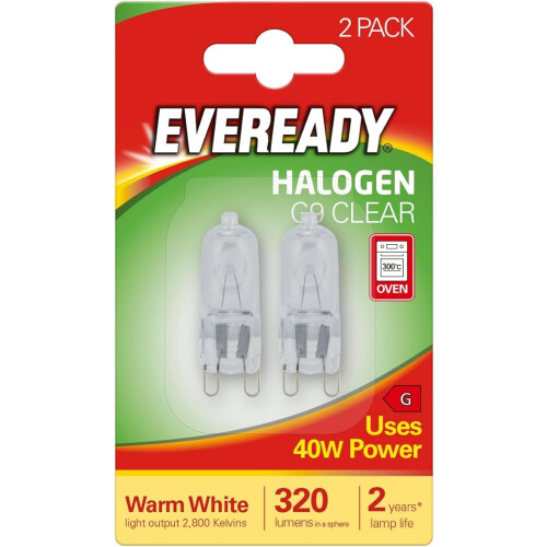Eveready Mains Voltage G9 25W Halogen Capsule Bulb Lamp 2 Pack