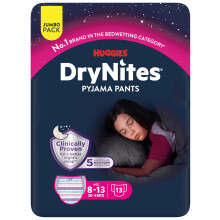 HUGGIES DryNites, Pyjama Pants, Girls 8-13 Years (30-48KG), 52 x