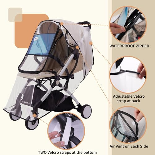 Bemece Stroller Rain Cover, Universal Stroller Accessory, Baby Travel 2