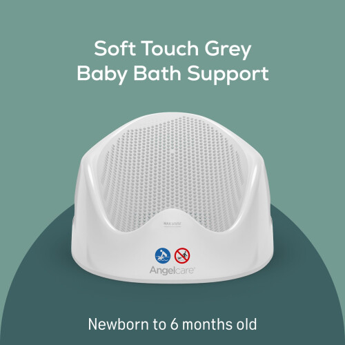 Angelcare Soft Touch Baby Bath Support -Grey- Water Level Indicator, 1