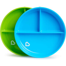 Munchkin Stay Put Divided Plates - 2 Pack Baby & Toddler Plate Set with