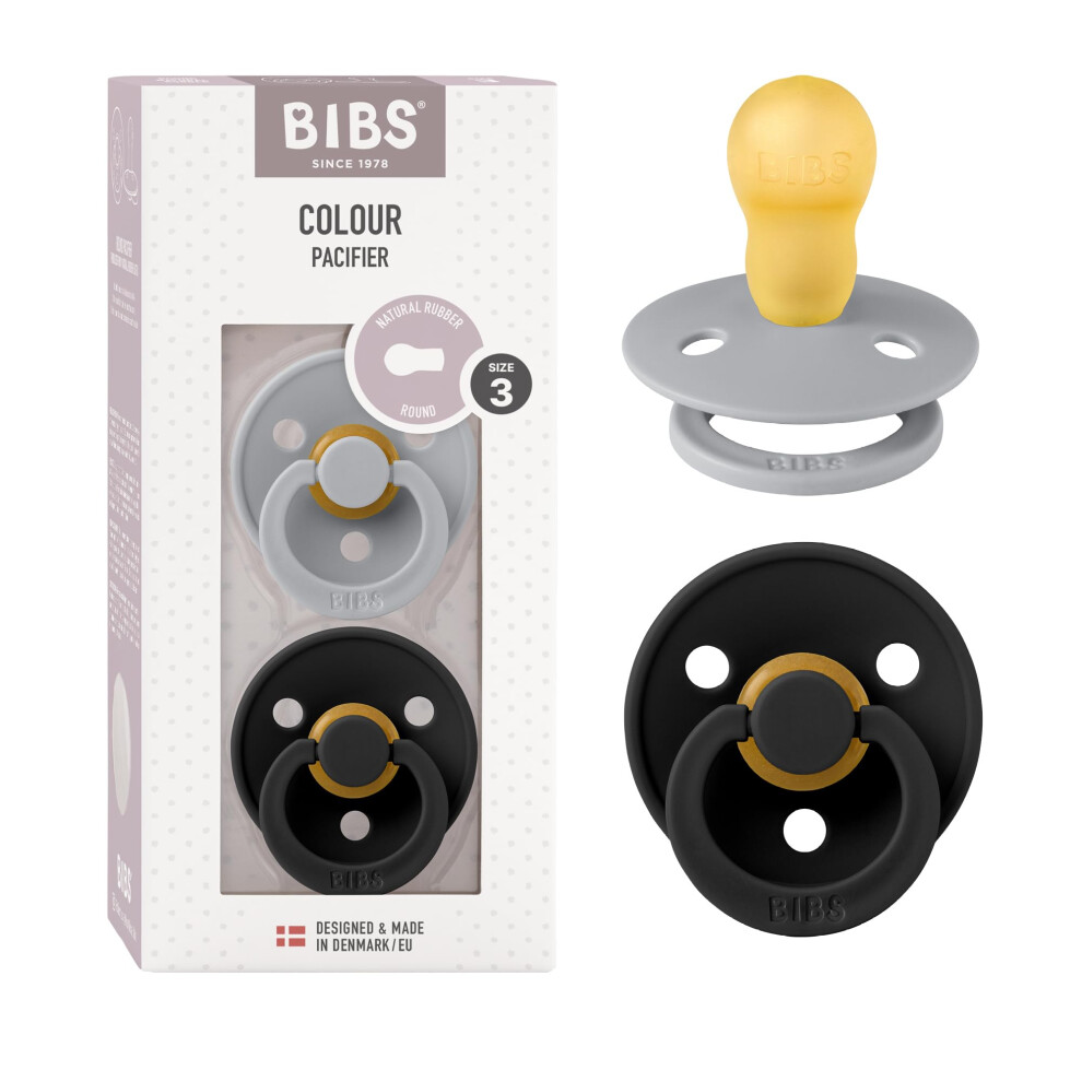 Colour Soother 2-Pack, Bpa Free Dummy Pacifier, Round Nipple. Natural Bibs