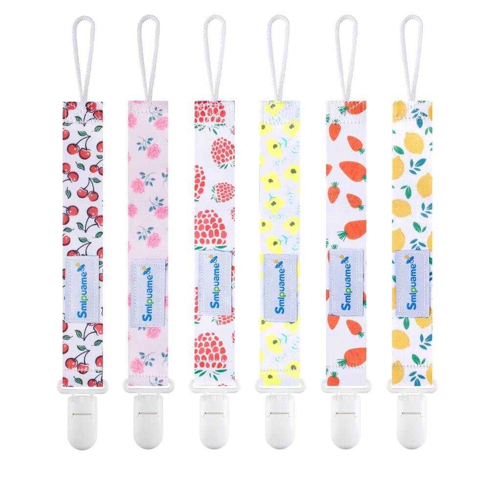 Dummy Clips Girl,6 Pack Bpa Free Soother Chain,Pacifier Holder Smlpuame