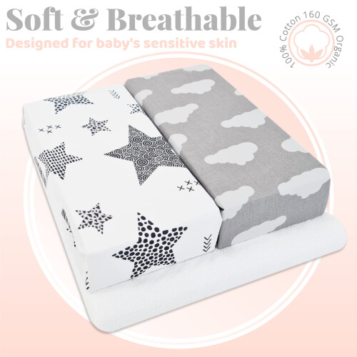 Next to Me Crib Sheets - 3pc Crib Fitted Sheet Set - 2 Fitted Cotton 2