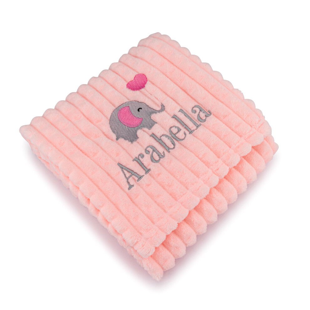 Lobeko Personalised Baby Blanket Embroidered With Name & Elephant Design