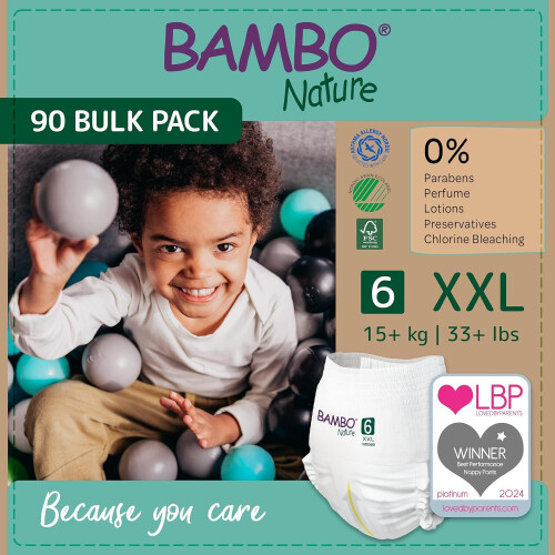 Bambo Nature Premium Training Pants, Size 6 (15+kg), XXL, 90PK, Pull Ups, 1