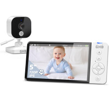 GHB Baby Monitor with Camera and Night Vision 5'' 720P HD 5000mAh Video