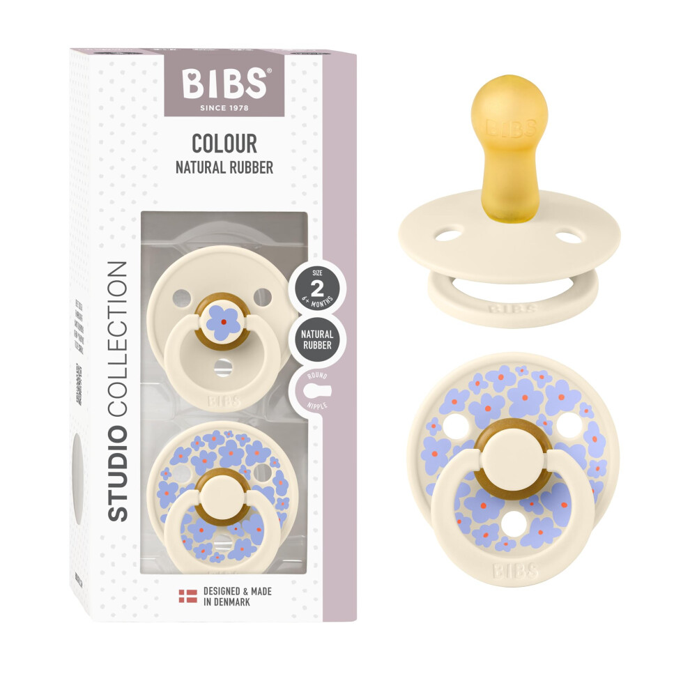 Colour Studio Soother 2-Pack, Bpa Free Dummy Pacifier, Round Nipple. Bibs
