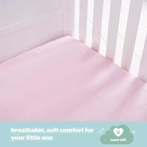 Silentnight Silentnight Safe Nights Crib Size Fitted Sheets Set 100% Jersey Cotton 1