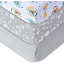 Bimocosy Cot Sheets 120x60cm Fitted (Pack of 3) for Boys Girl | Fully