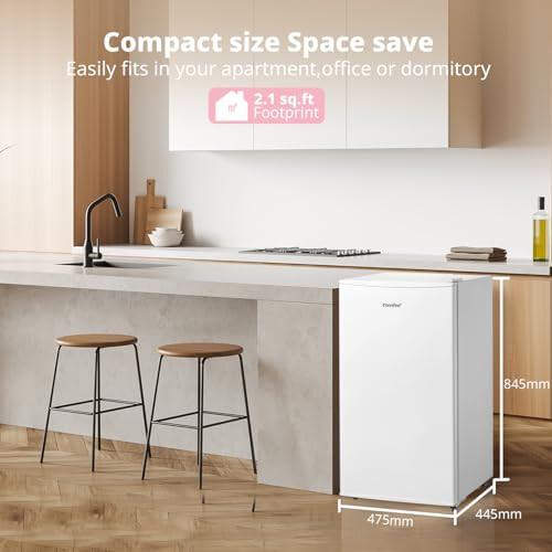 COMFEE' RCU60WH2(E) 60 Litre Freestanding Under Counter, 48cm Upright Freezer 1