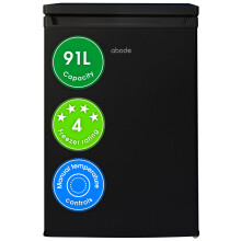 Abode Under Counter Freezer 55cm Wide Freestanding Black 91 Litre with 4
