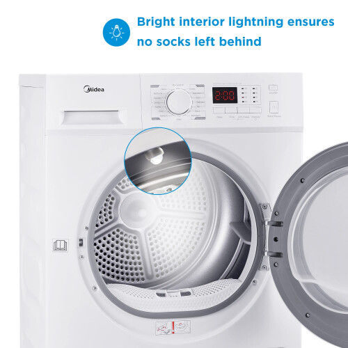 Midea MDG09EC80 Freestanding Condenser Tumble Dryer, 8kg, 16 Programmes, 2