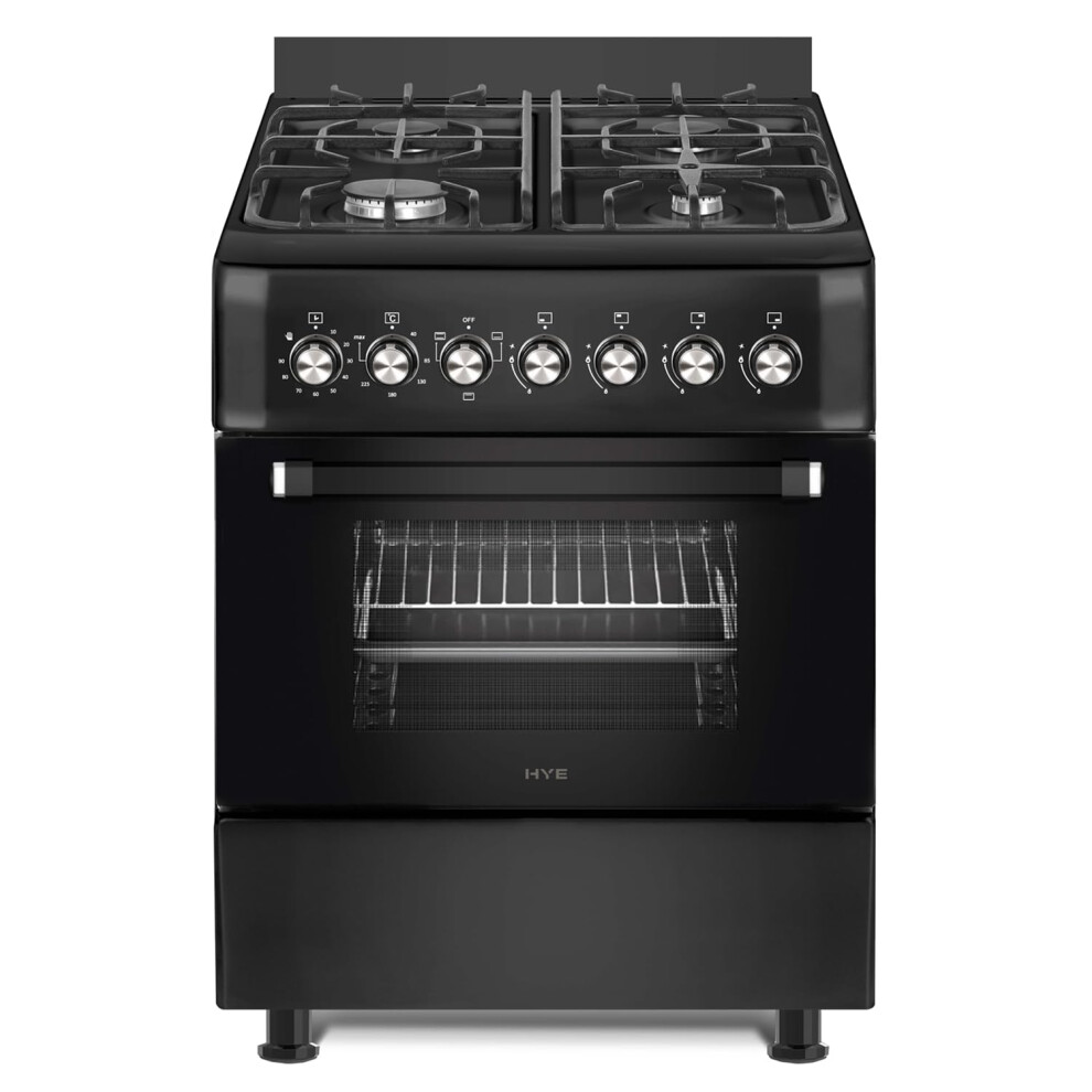 Hye Freestanding Gas Cooker 60Cm With 62L Electric Oven, 4 Gas Burners, Timer,