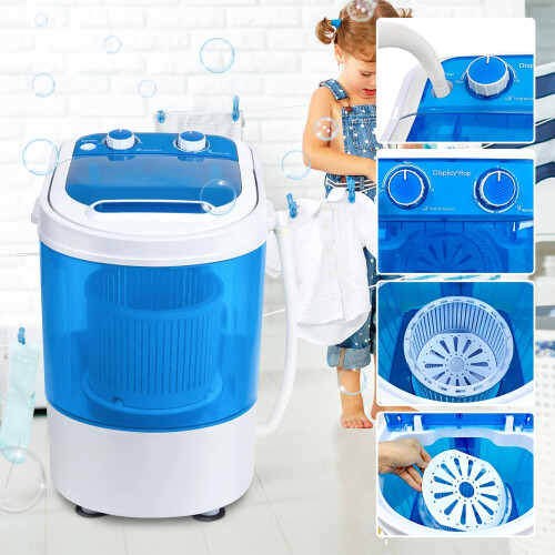 Display4top Portable Mini Washing Machine Spin Cycle W/Basket,3.2KG 1