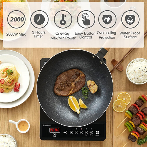 AMZCHEF Single Induction Hob, Portable Induction Hob, 10 Temperature Settings 2
