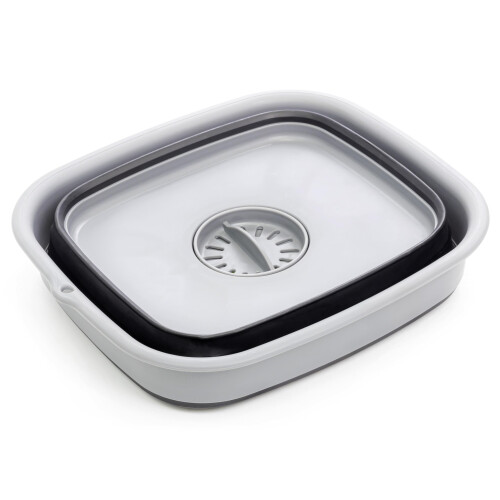 SAMMART 9.1L Collapsible Dishpan with Draining Plug - Foldable Washing Basin - 1