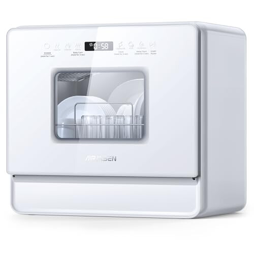 AIRMSEN 2025 NEW Upgraded Table Top Dishwasher with Soft Water Salt Function,
