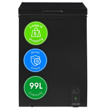 Abode Freestanding Black Chest Freezer 99L with Removable Wire Basket & Counter