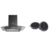 COMFEE' Canopy Cooker Hood 60cm 60V17-60 with LED Light & Glass Chimney Hoods,
