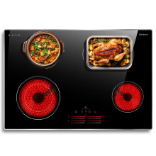 Karienvir Ceramic Hob 77CM Built in Electric Hob, 4 Zone Ceramic Hob with Double