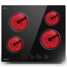 Cazooo Ceramic Hob 4 Zones, Built-in Electric Hob 60cm with Knob Controls,