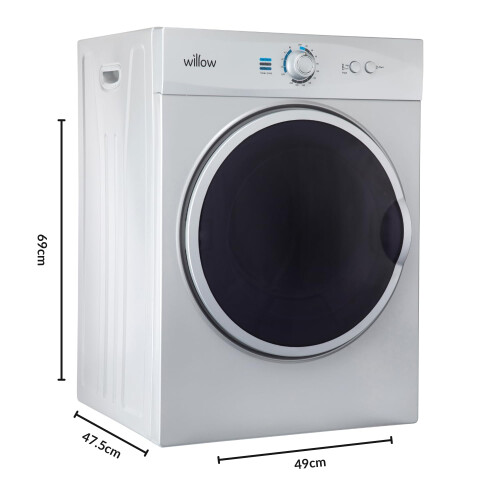 Willow Appliances Willow WTD3S 3kg Compact Vented Tumble Dryer, Front Loading Small Dryer for 2