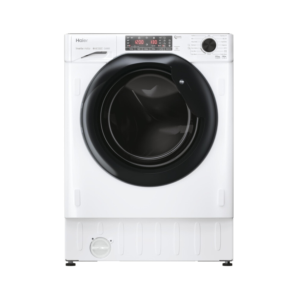 Haier Hwdq90b416fwb-Uk 9/5Kg Integrated Washer Dryer, D/A Rated, White & Black