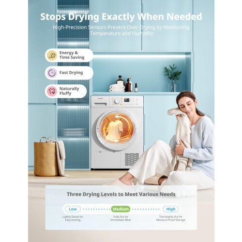 COMFEE' Freestanding Heat Pump Tumble Dryer,8kg Front Load,16 Programmes, 2