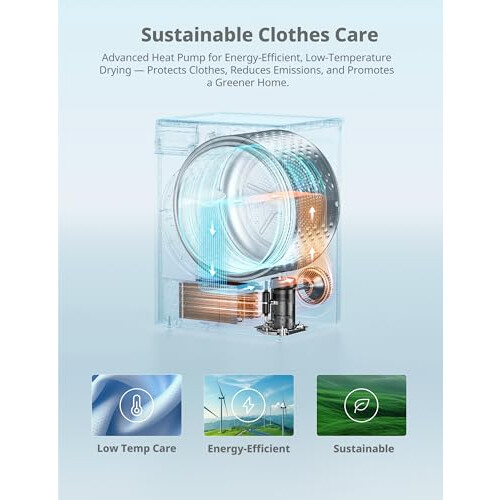 COMFEE' Freestanding Heat Pump Tumble Dryer,8kg Front Load,16 Programmes, 1